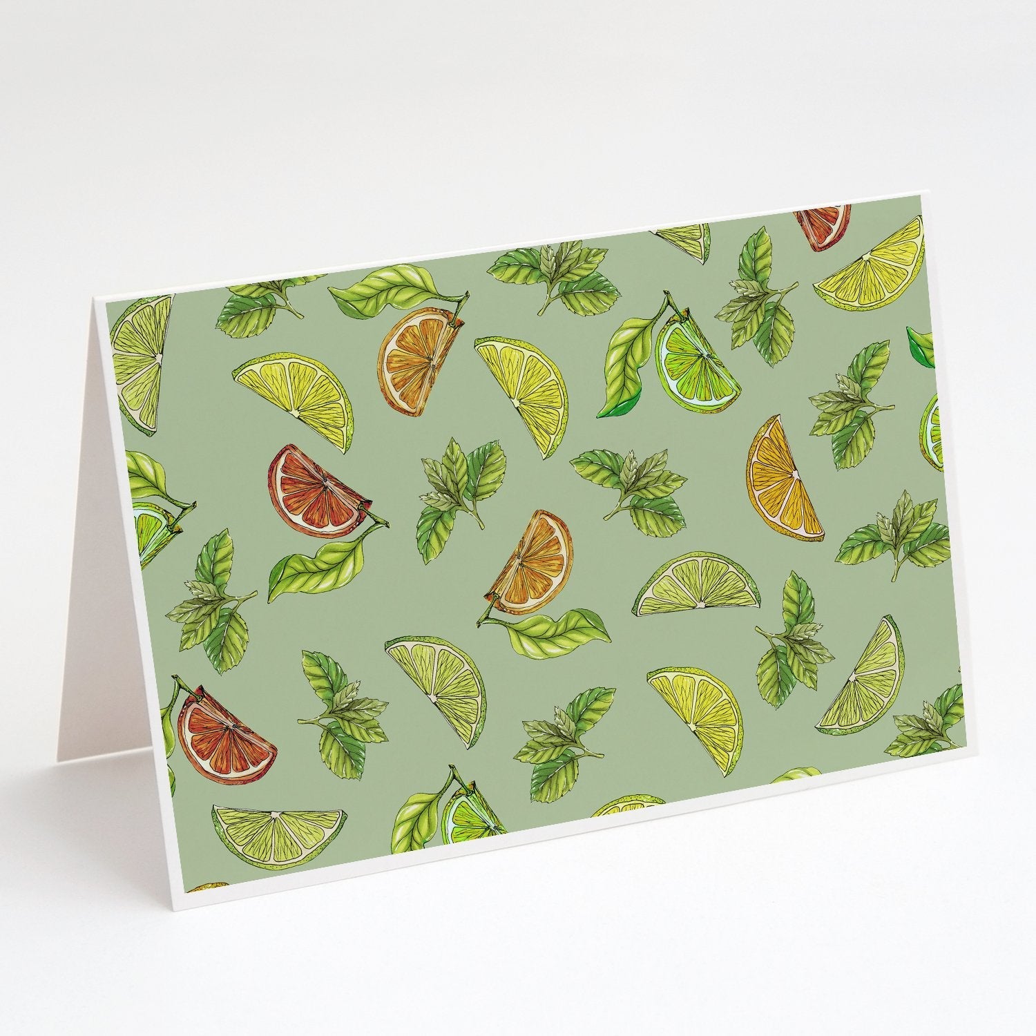 Lemons, Limes and Oranges Greeting Cards Pack of 8 Blank Cards with Envelopes Whimsical A7 Size 5x7