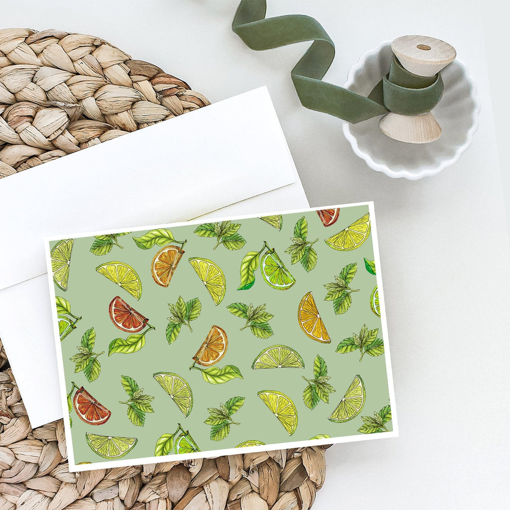 Lemons, Limes and Oranges Greeting Cards Pack of 8 Blank Cards with Envelopes Whimsical A7 Size 5x7