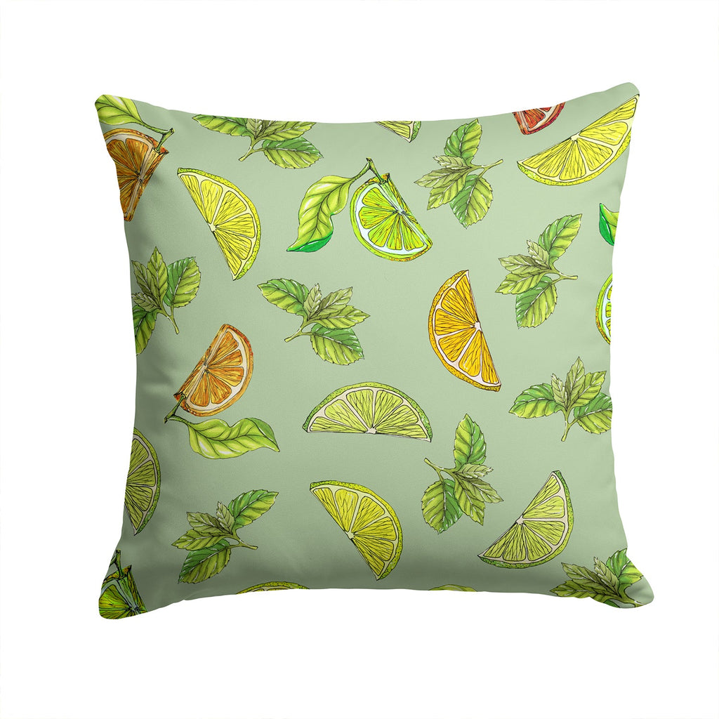 Lemons, Limes and Oranges Decorative Throw Pillow 14x14 Indoor Outdoor Accent Cushion, Fabric Cover with Insert for Sofa, Bed, Porch & Living Room