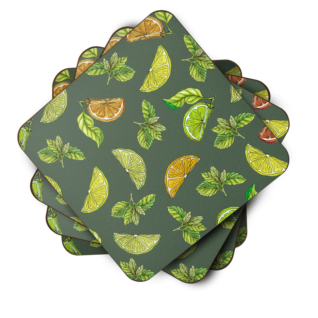 Lemons, Limes and Oranges Foam Coasters Set of 4 Cup Coasters for Indoor Outdoor, Tabletop Protection, Anti Slip, Mouse pad Material