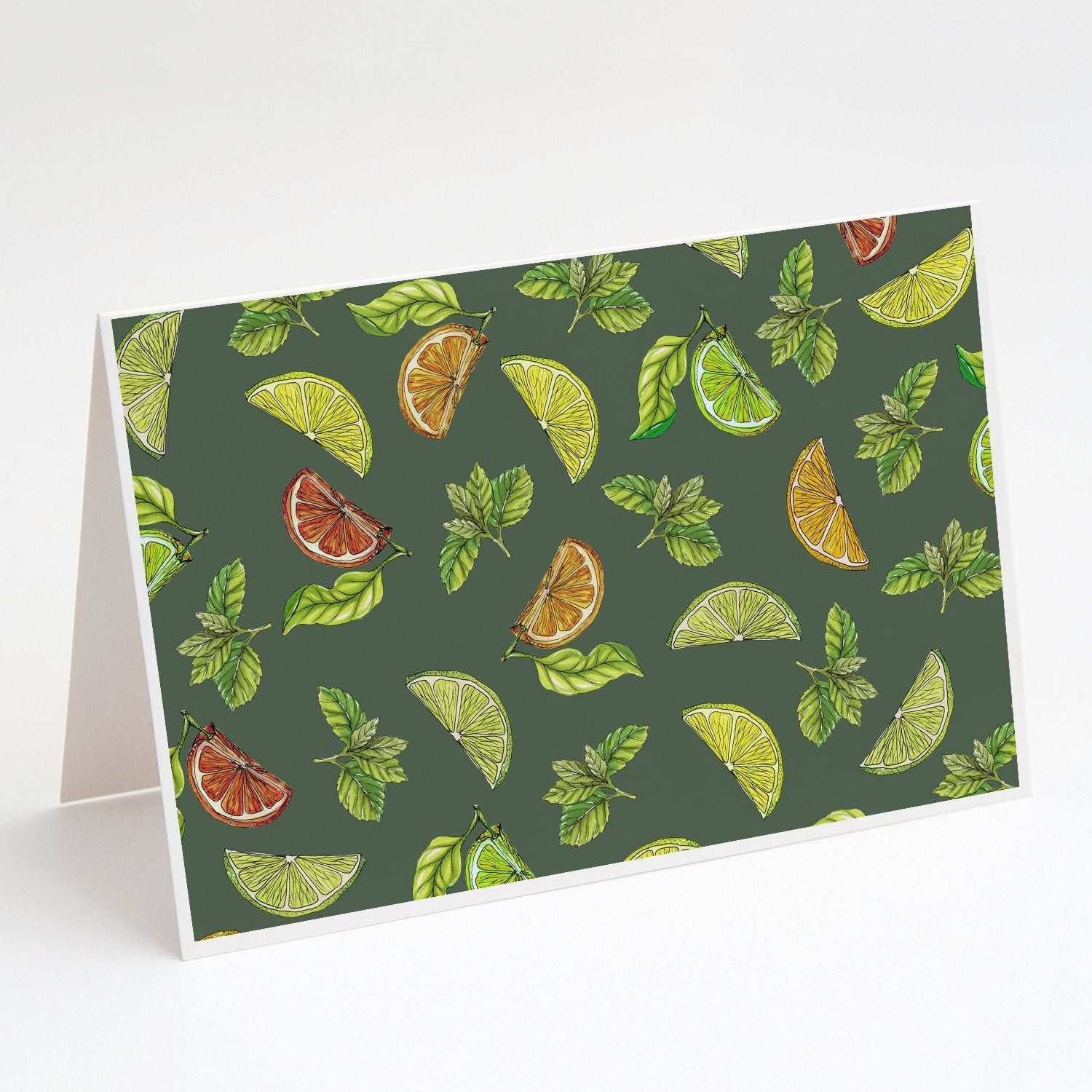 Lemons, Limes and Oranges Greeting Cards Pack of 8 Blank Cards with Envelopes Whimsical A7 Size 5x7