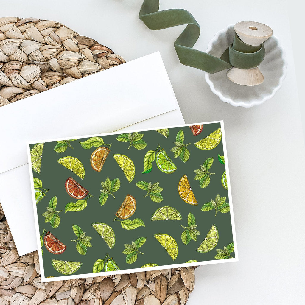 Lemons, Limes and Oranges Greeting Cards Pack of 8 Blank Cards with Envelopes Whimsical A7 Size 5x7