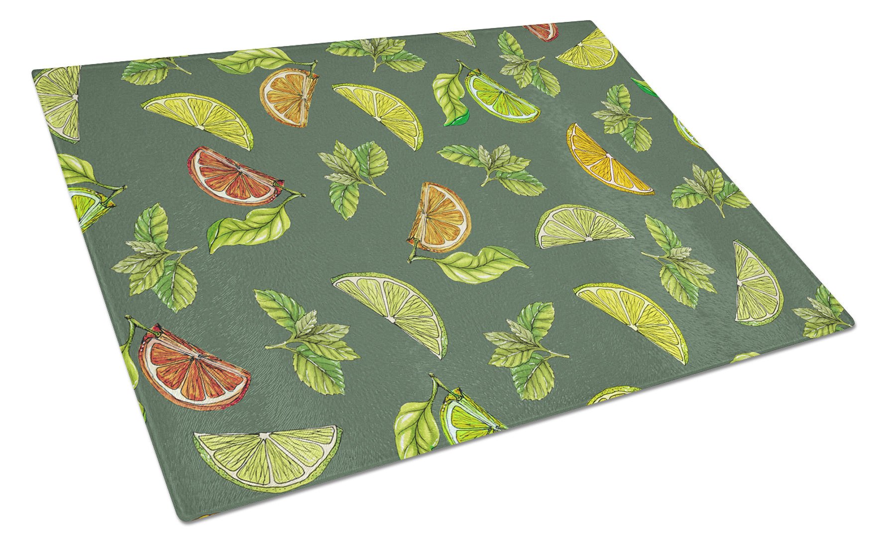 Lemons, Limes and Oranges Cutting Board Tempered Glass Kitchen Cutting Surface, Heat Resistant Chopping, Non-Slip Feet, Food Prep & Serving