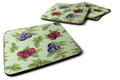 Berries in Green Foam Coasters Set of 4 Cup Coasters for Indoor Outdoor, Tabletop Protection, Anti Slip, Mouse pad Material