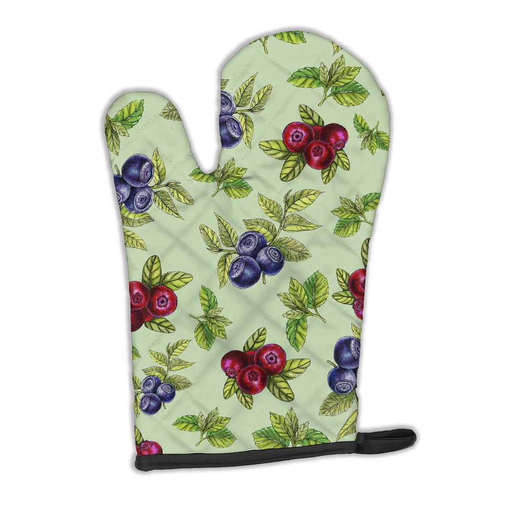 Berries in Green Oven Mitt Heat Resistant Thick Oven Mitt for Hot Pans and Oven, Kitchen Mitt Protect Hands, Cooking Baking Glove