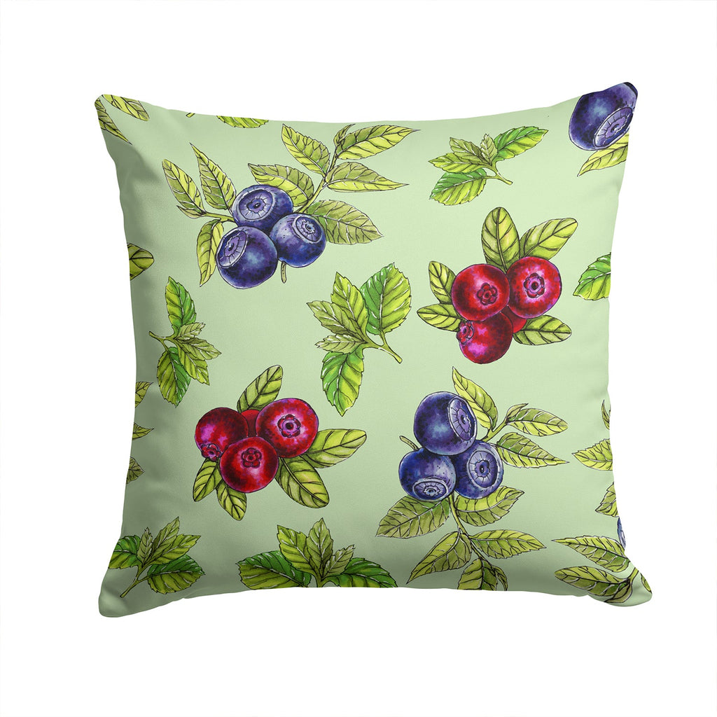 Berries in Green Decorative Throw Pillow 14x14 Indoor Outdoor Accent Cushion, Fabric Cover with Insert for Sofa, Bed, Porch & Living Room