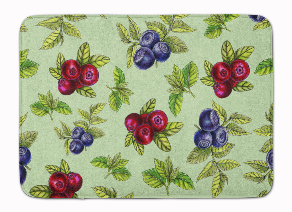 Berries in Green Memory Foam Kitchen Mat Machine Washable Anti-Fatigue Cushion Comfort Bath or Kitchen Rug