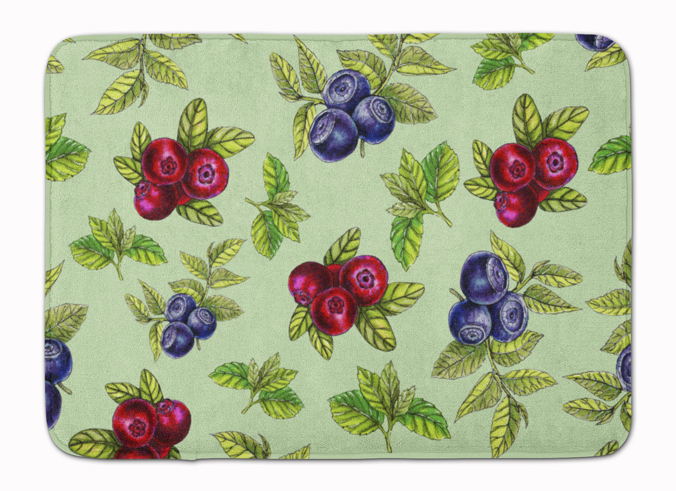 Berries in Green Memory Foam Kitchen Mat Machine Washable Anti-Fatigue Cushion Comfort Bath or Kitchen Rug