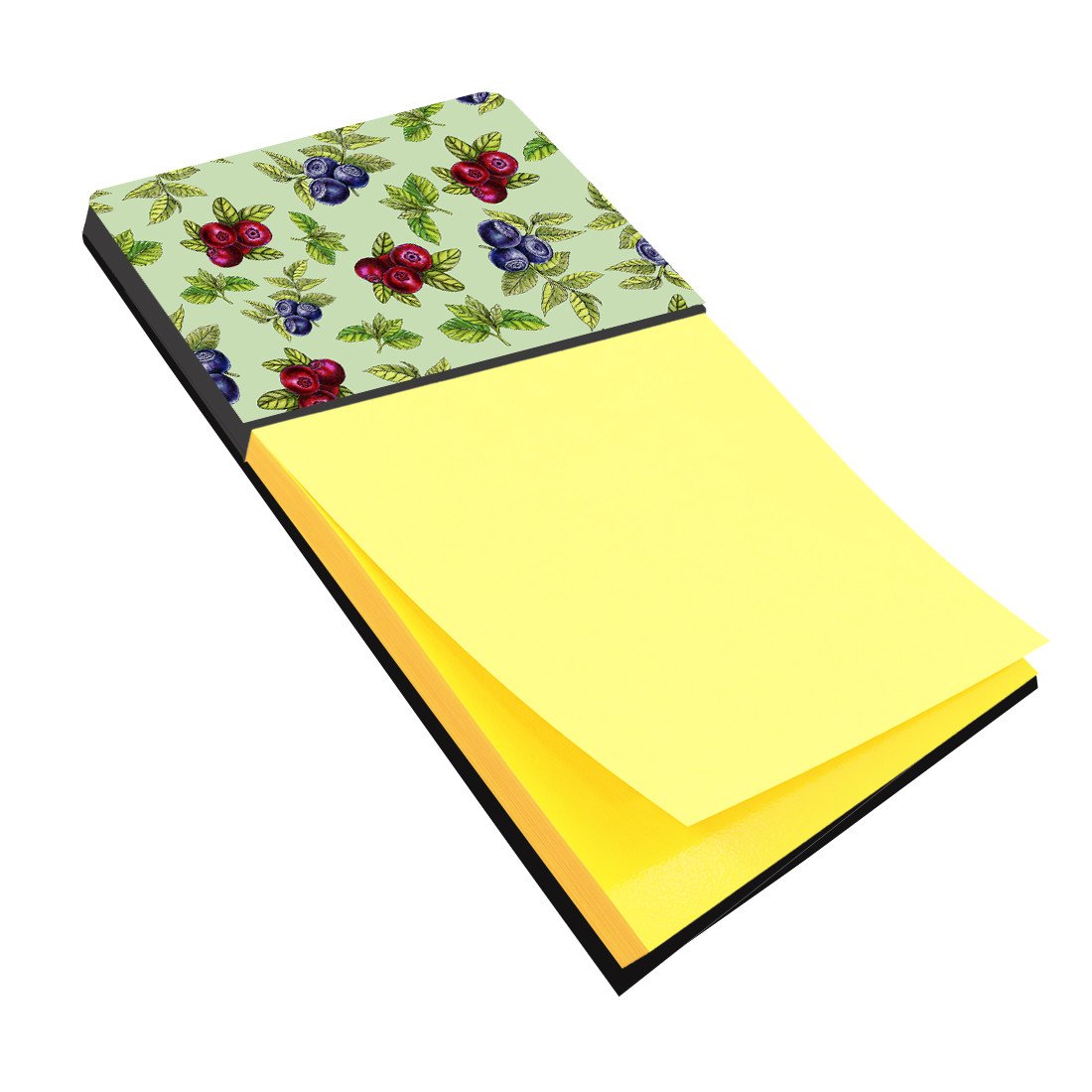 Berries in Green Watercolor Sticky Note Holder Refillable Dispenser Desk Accessory 3x3 Pad Gift