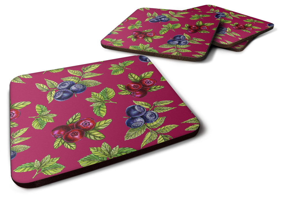 Berries Foam Coasters Set of 4 Cup Coasters for Indoor Outdoor, Tabletop Protection, Anti Slip, Mouse pad Material
