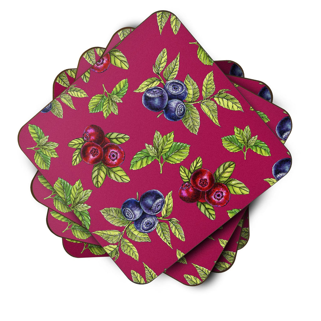 Berries Foam Coasters Set of 4 Cup Coasters for Indoor Outdoor, Tabletop Protection, Anti Slip, Mouse pad Material