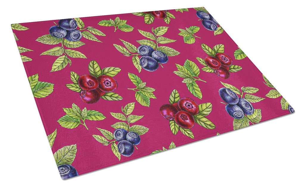 Berries Cutting Board Tempered Glass Kitchen Cutting Surface, Heat Resistant Chopping, Non-Slip Feet, Food Prep & Serving