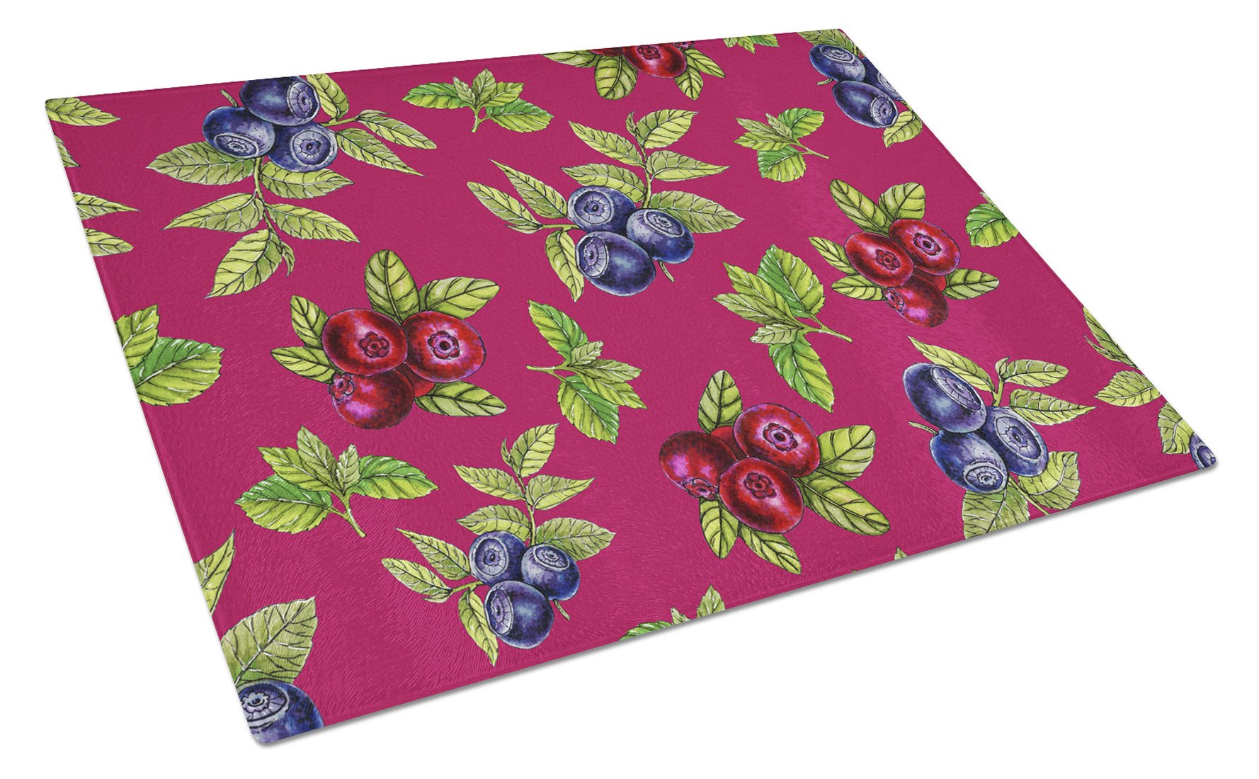 Berries Cutting Board Tempered Glass Kitchen Cutting Surface, Heat Resistant Chopping, Non-Slip Feet, Food Prep & Serving