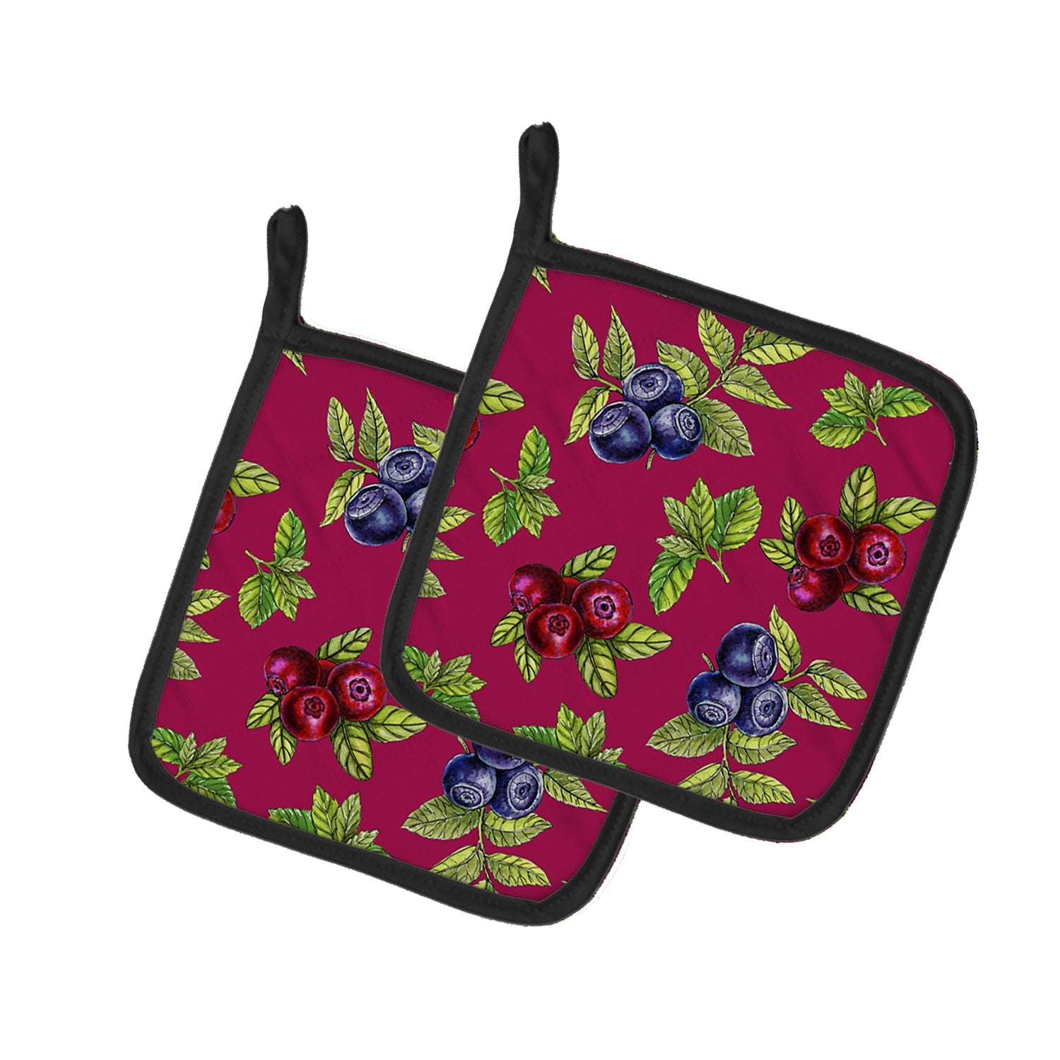 Berries Pot Holder Set of 2 Heat Resistant Quilted Hot Pads 7.5 x 7.5 Inch, Insulated Kitchen Trivets for Cooking & Baking