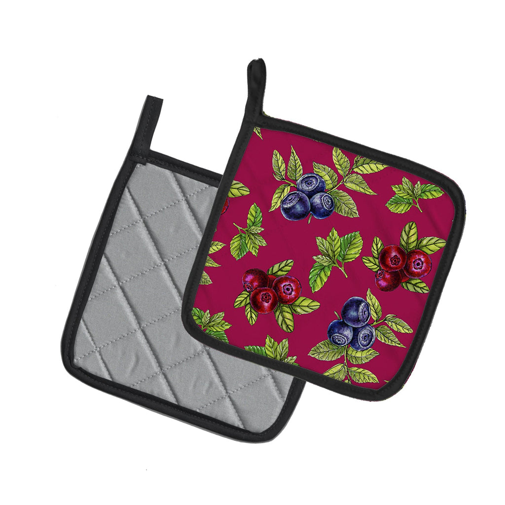 Berries Pot Holder Set of 2 Heat Resistant Quilted Hot Pads 7.5 x 7.5 Inch, Insulated Kitchen Trivets for Cooking & Baking