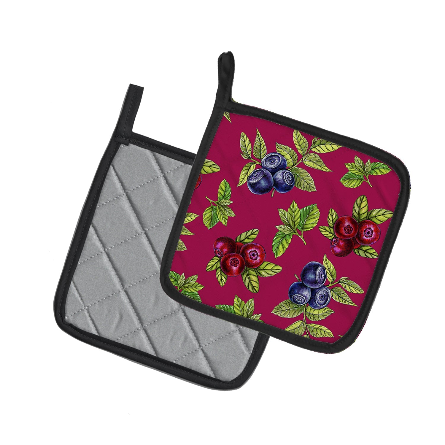Berries Pot Holder Set of 2 Heat Resistant Quilted Hot Pads 7.5 x 7.5 Inch, Insulated Kitchen Trivets for Cooking & Baking