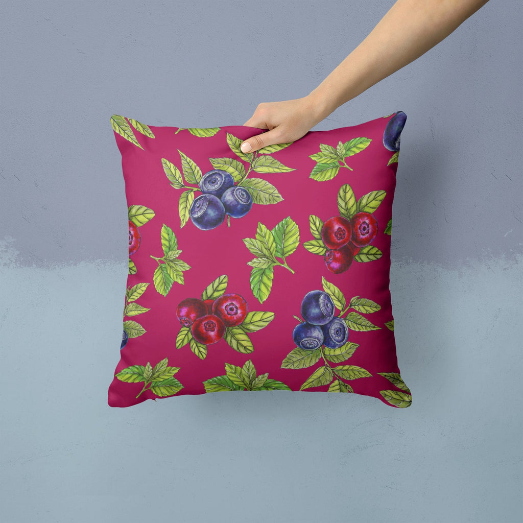 Berries Decorative Throw Pillow 14x14 Indoor Outdoor Accent Cushion, Fabric Cover with Insert for Sofa, Bed, Porch & Living Room