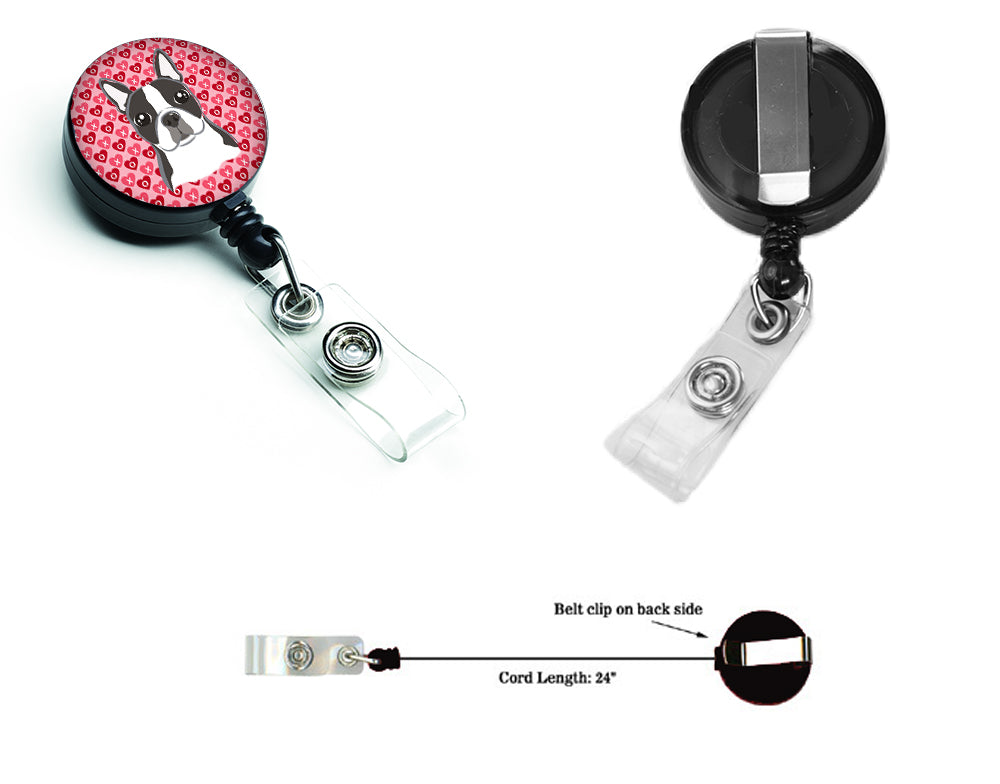 Boston Terrier Retractable Badge Reel for Nurses ID Badge Holder with Clip Retractable Employee Badge Holder, Belt Clip