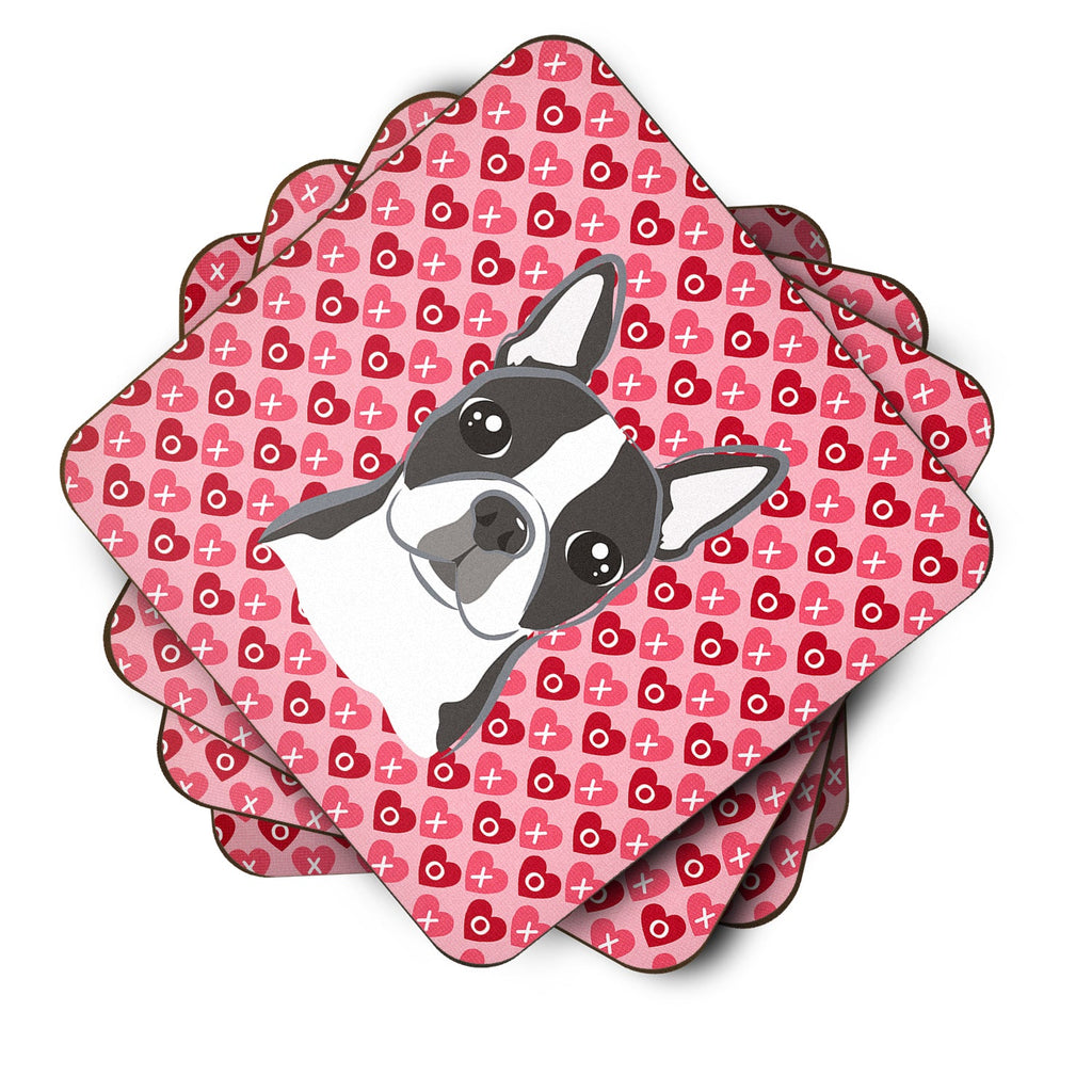 Boston Terrier Foam Coasters Set of 4 Cup Coasters for Indoor Outdoor, Tabletop Protection, Anti Slip, Mouse pad Material