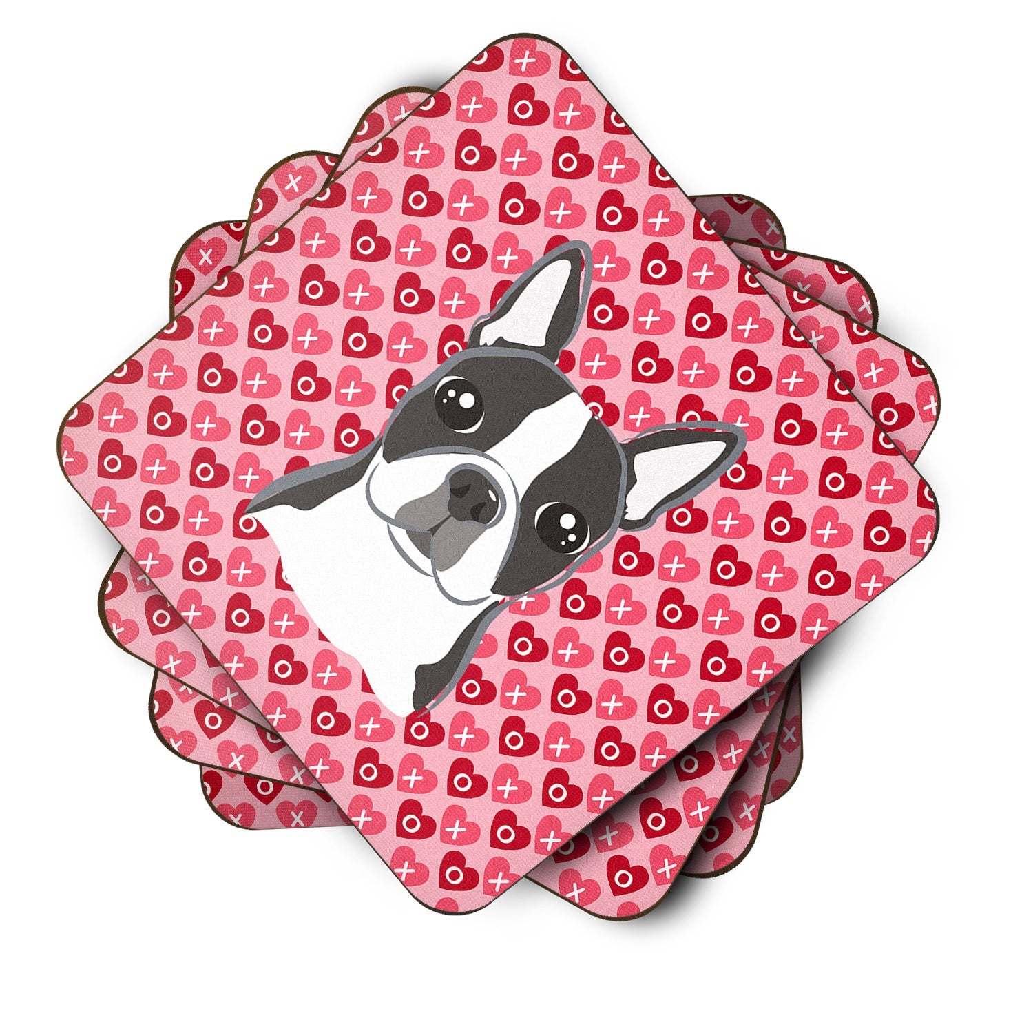 Boston Terrier Foam Coasters Set of 4 Cup Coasters for Indoor Outdoor, Tabletop Protection, Anti Slip, Mouse pad Material