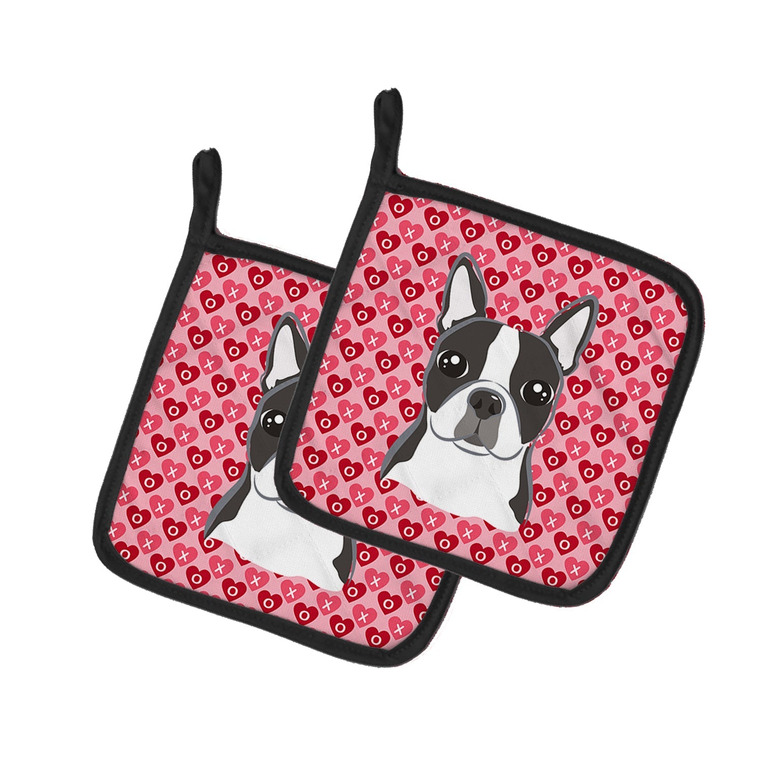 Boston Terrier Pot Holder Set of 2 Heat Resistant Quilted Hot Pads 7.5 x 7.5 Inch, Insulated Kitchen Trivets for Cooking & Baking
