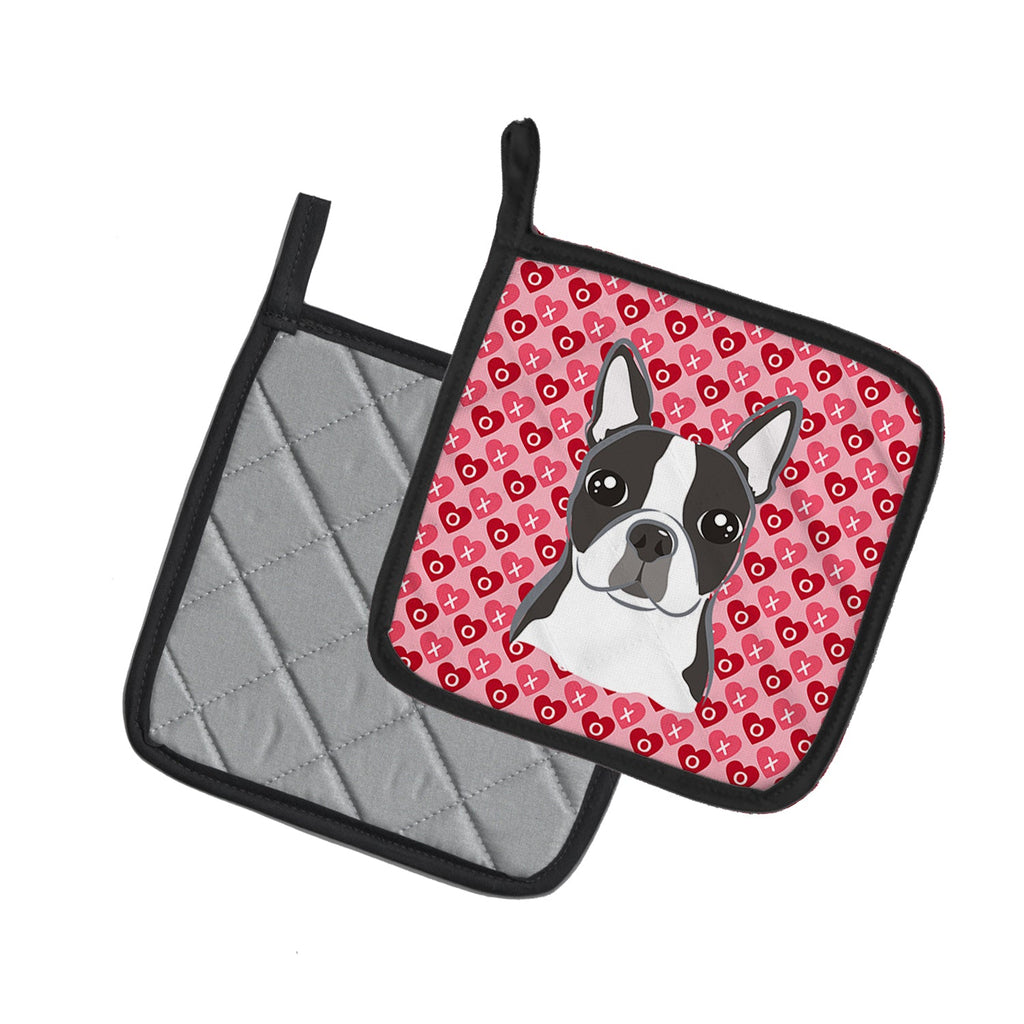Boston Terrier Pot Holder Set of 2 Heat Resistant Quilted Hot Pads 7.5 x 7.5 Inch, Insulated Kitchen Trivets for Cooking & Baking