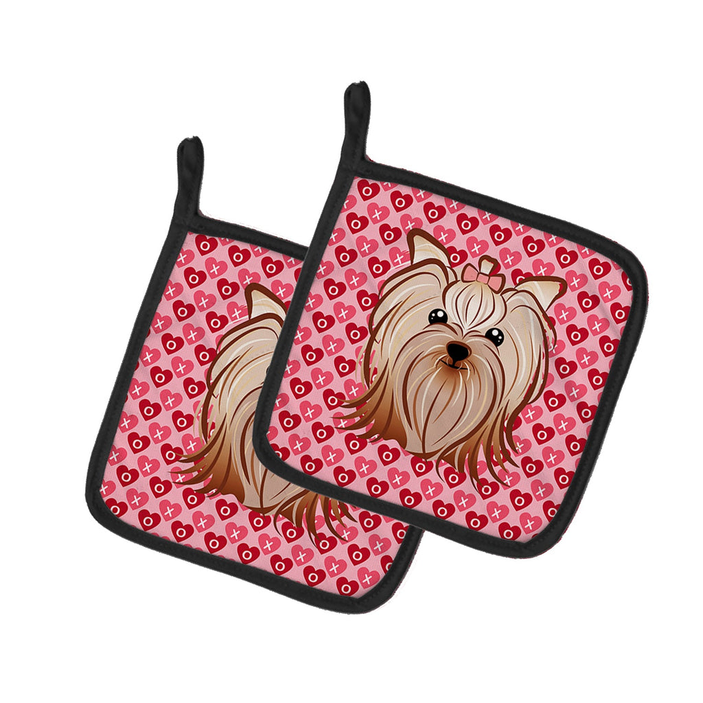 Yorkie Yorkishire Terrier Pot Holder Set of 2 Heat Resistant Quilted Hot Pads 7.5 x 7.5 Inch, Insulated Kitchen Trivets for Cooking & Baking