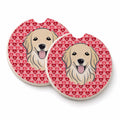 Golden Retriever Set of 2 Cup Holder Car Coasters Absorbent Round Sandstone Coasters Gifts for Men or Women, 2.5, Multicolor