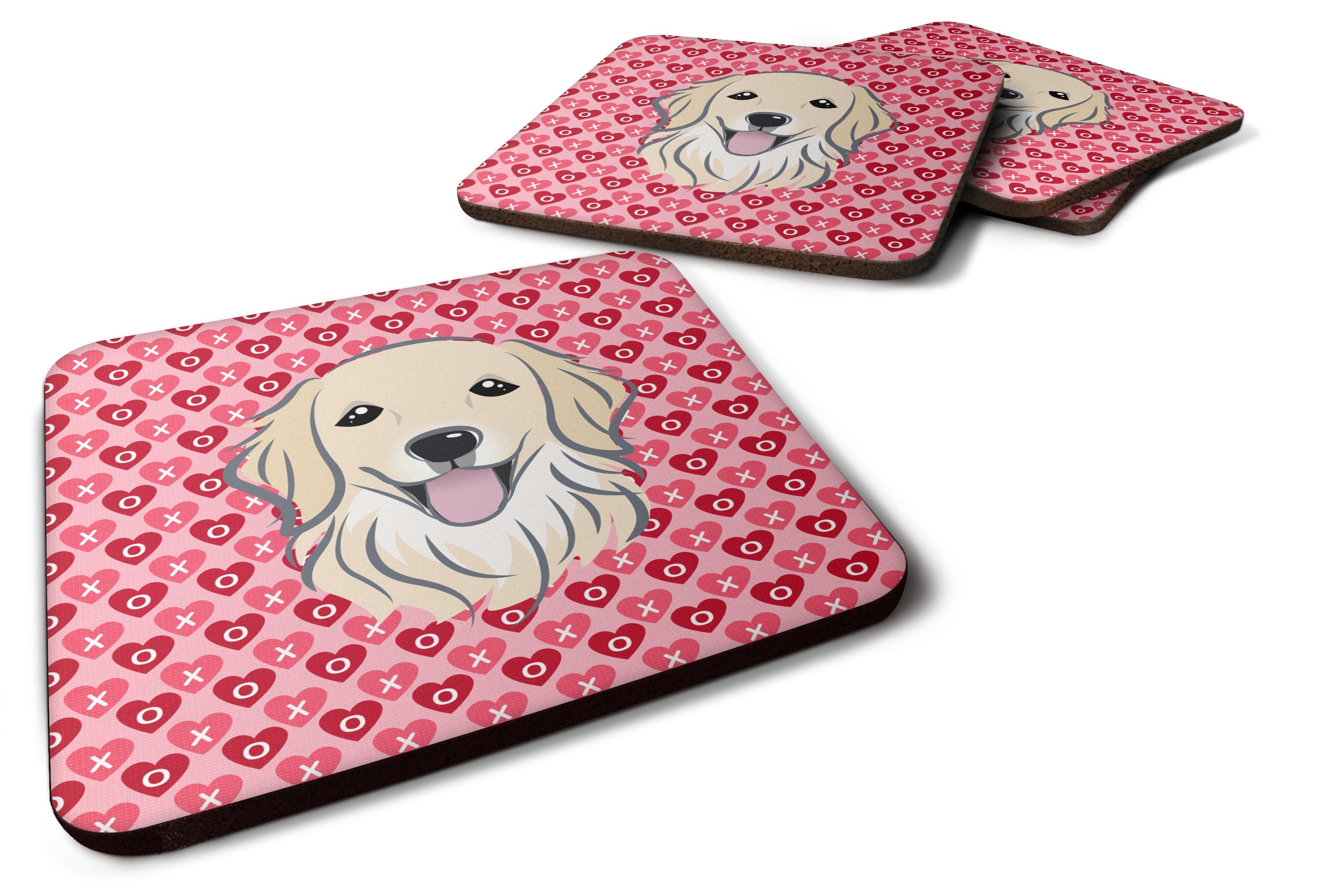 Golden Retriever Foam Coasters Set of 4 Cup Coasters for Indoor Outdoor, Tabletop Protection, Anti Slip, Mouse pad Material