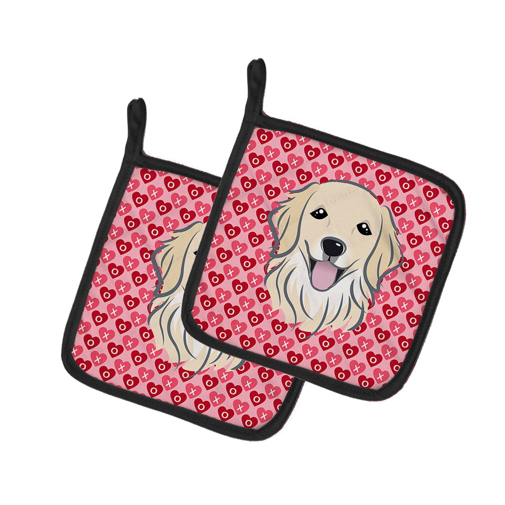 Golden Retriever Pot Holder Set of 2 Heat Resistant Quilted Hot Pads 7.5 x 7.5 Inch, Insulated Kitchen Trivets for Cooking & Baking