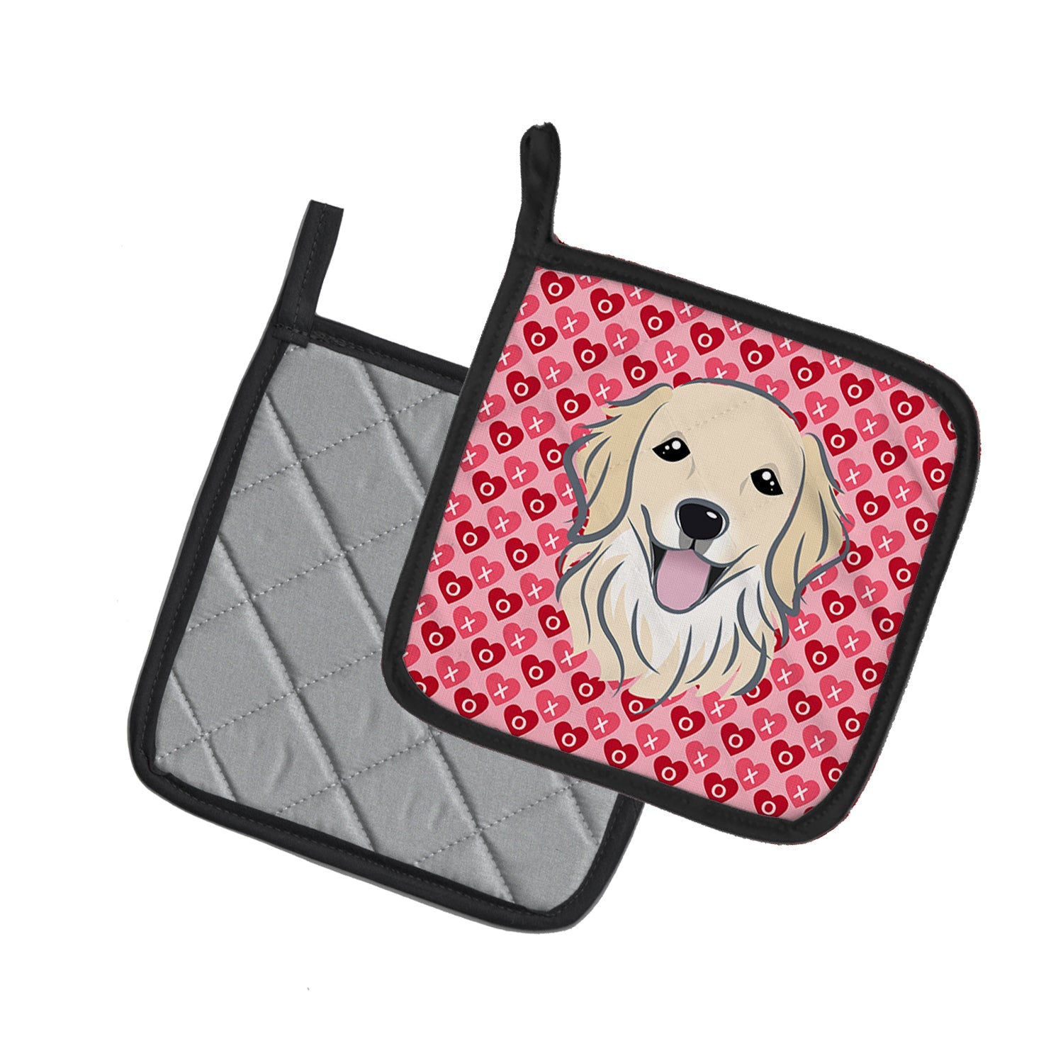 Golden Retriever Pot Holder Set of 2 Heat Resistant Quilted Hot Pads 7.5 x 7.5 Inch, Insulated Kitchen Trivets for Cooking & Baking