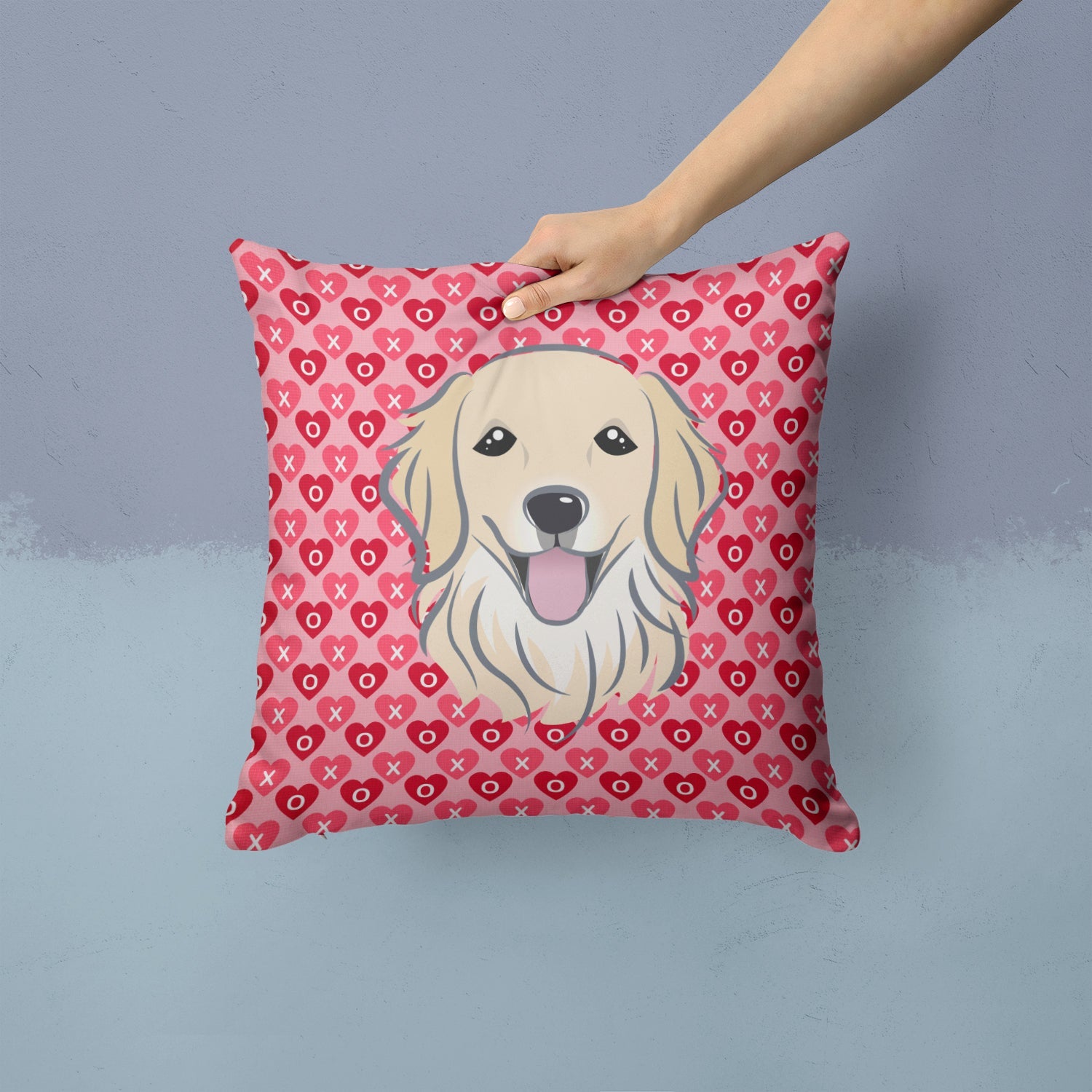 Golden Retriever Decorative Throw Pillow 14x14 Indoor Outdoor Accent Cushion, Fabric Cover with Insert for Sofa, Bed, Porch & Living Room