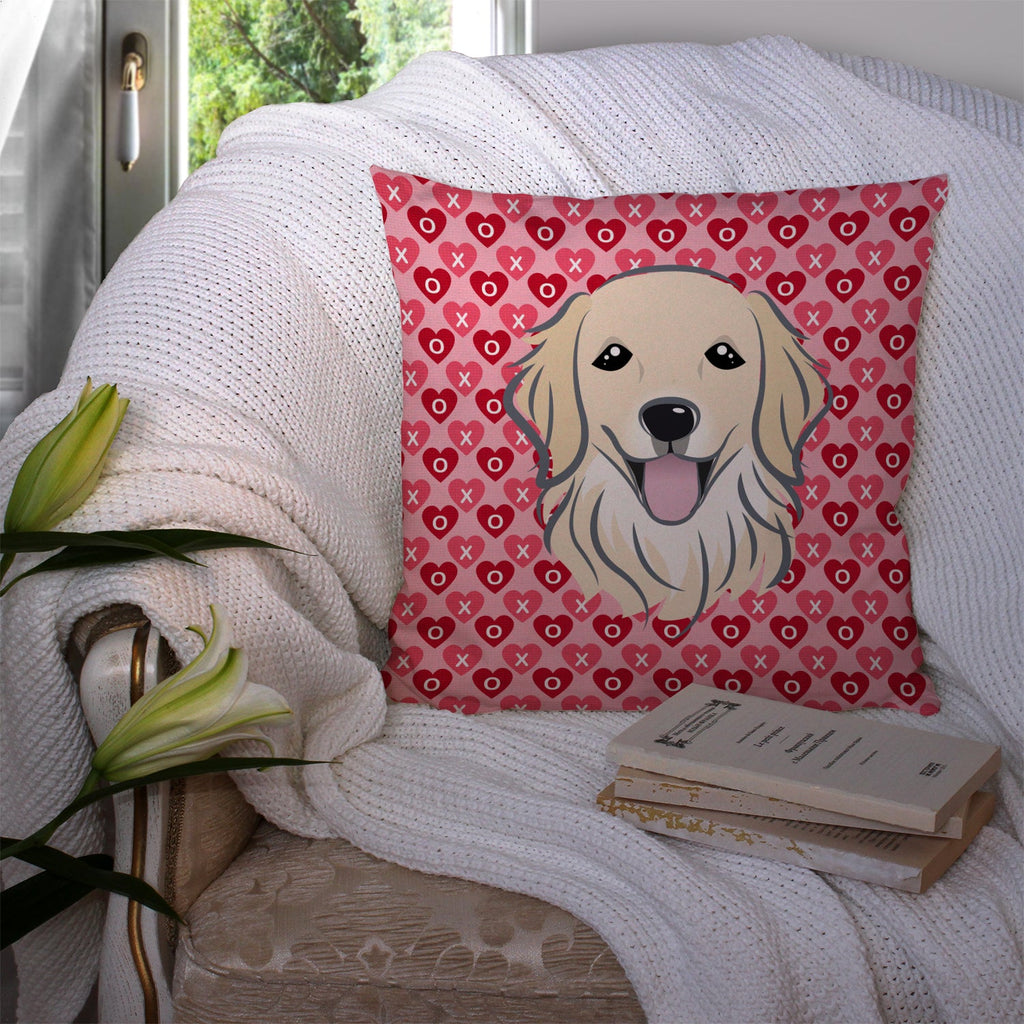 Golden Retriever Decorative Throw Pillow 14x14 Indoor Outdoor Accent Cushion, Fabric Cover with Insert for Sofa, Bed, Porch & Living Room