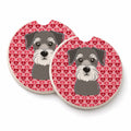 Schnauzer Set of 2 Cup Holder Car Coasters Absorbent Round Sandstone Coasters Gifts for Men or Women, 2.5, Multicolor