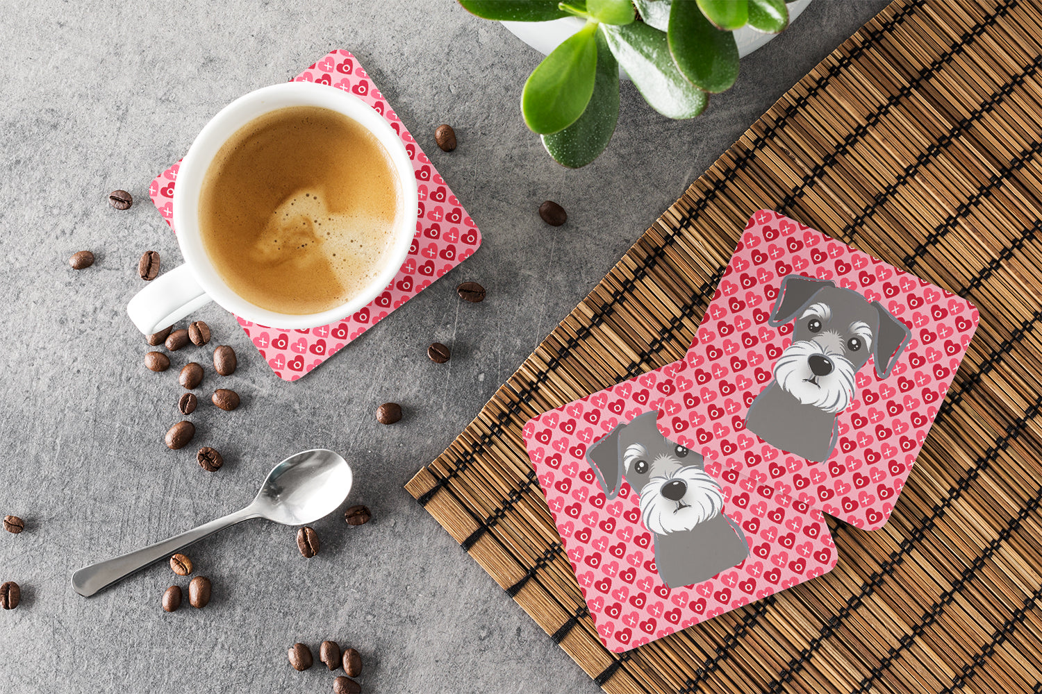 Schnauzer Foam Coasters Set of 4 Cup Coasters for Indoor Outdoor, Tabletop Protection, Anti Slip, Mouse pad Material