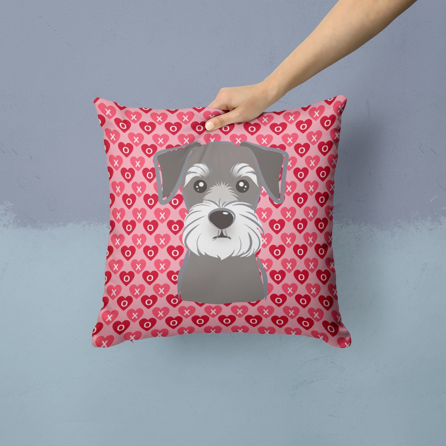 Schnauzer Decorative Throw Pillow 14x14 Indoor Outdoor Accent Cushion, Fabric Cover with Insert for Sofa, Bed, Porch & Living Room