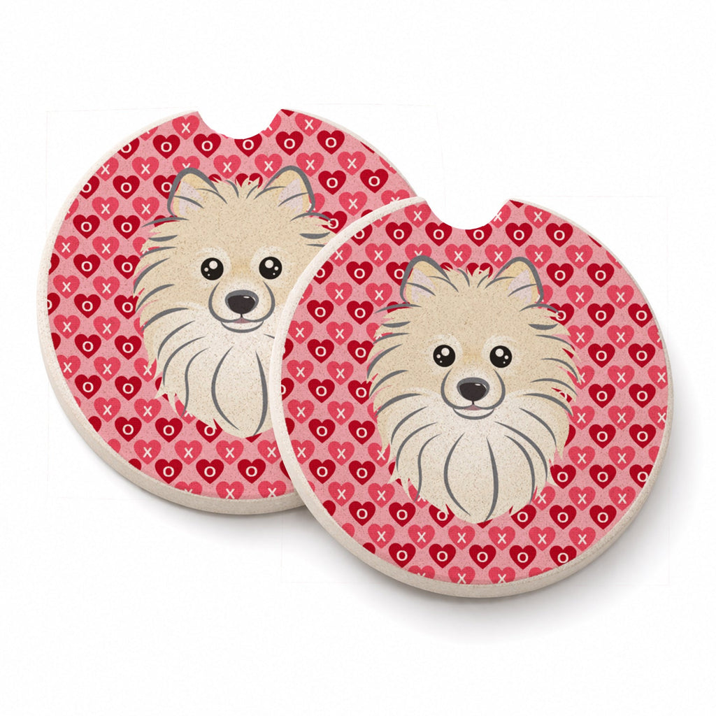 Pomeranian Set of 2 Cup Holder Car Coasters Absorbent Round Sandstone Coasters Gifts for Men or Women, 2.5, Multicolor