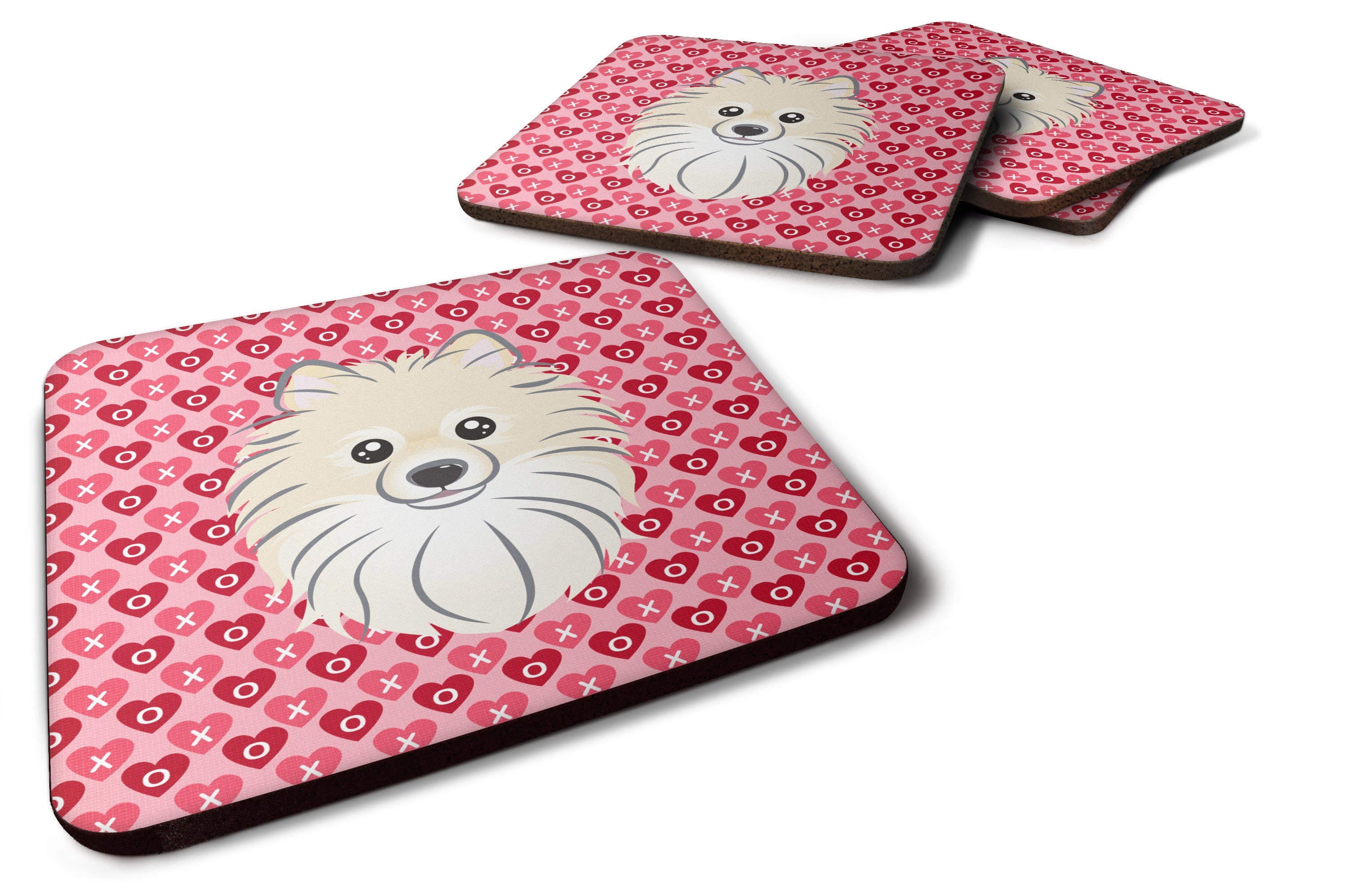 Pomeranian Foam Coasters Set of 4 Cup Coasters for Indoor Outdoor, Tabletop Protection, Anti Slip, Mouse pad Material