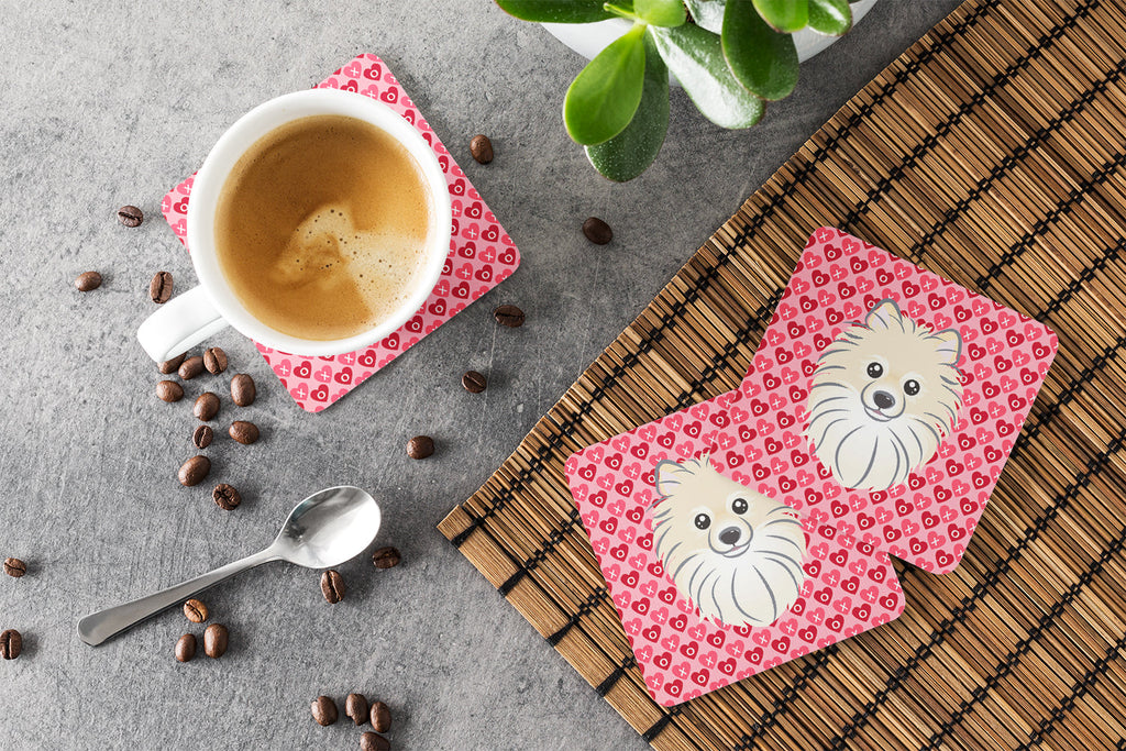 Pomeranian Foam Coasters Set of 4 Cup Coasters for Indoor Outdoor, Tabletop Protection, Anti Slip, Mouse pad Material