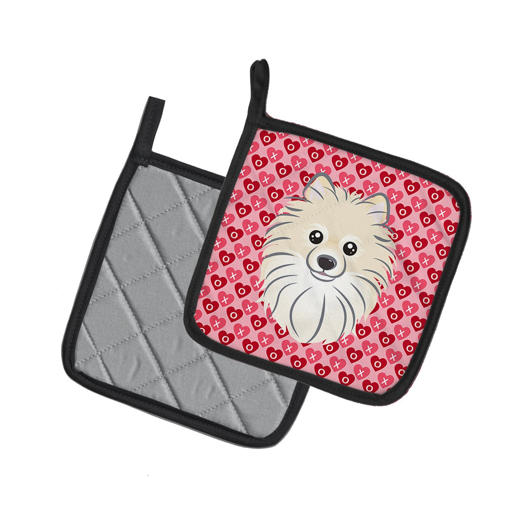 Pomeranian Pot Holder Set of 2 Heat Resistant Quilted Hot Pads 7.5 x 7.5 Inch, Insulated Kitchen Trivets for Cooking & Baking
