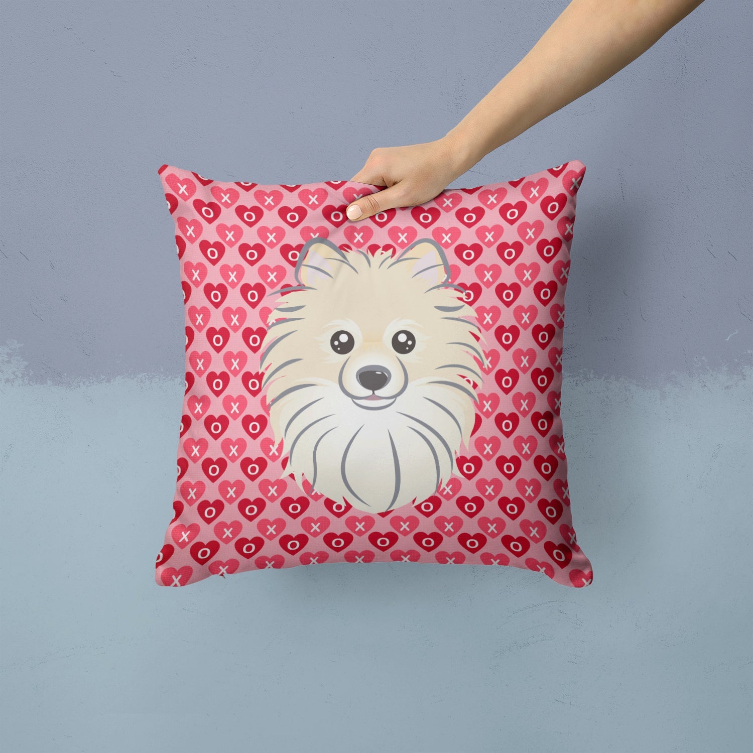 Pomeranian Decorative Throw Pillow 14x14 Indoor Outdoor Accent Cushion, Fabric Cover with Insert for Sofa, Bed, Porch & Living Room