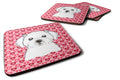 Maltese Foam Coasters Set of 4 Cup Coasters for Indoor Outdoor, Tabletop Protection, Anti Slip, Mouse pad Material