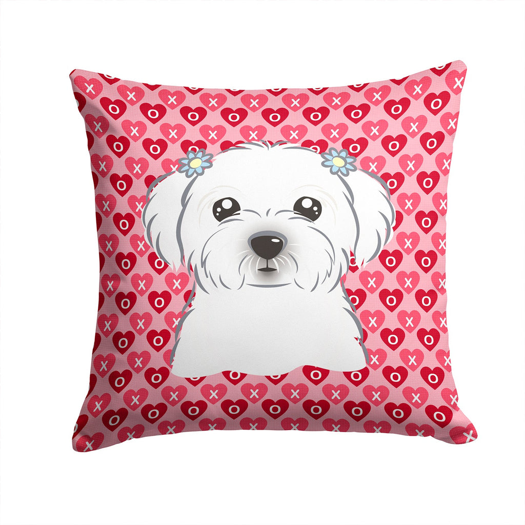 Maltese Decorative Throw Pillow 14x14 Indoor Outdoor Accent Cushion, Fabric Cover with Insert for Sofa, Bed, Porch & Living Room