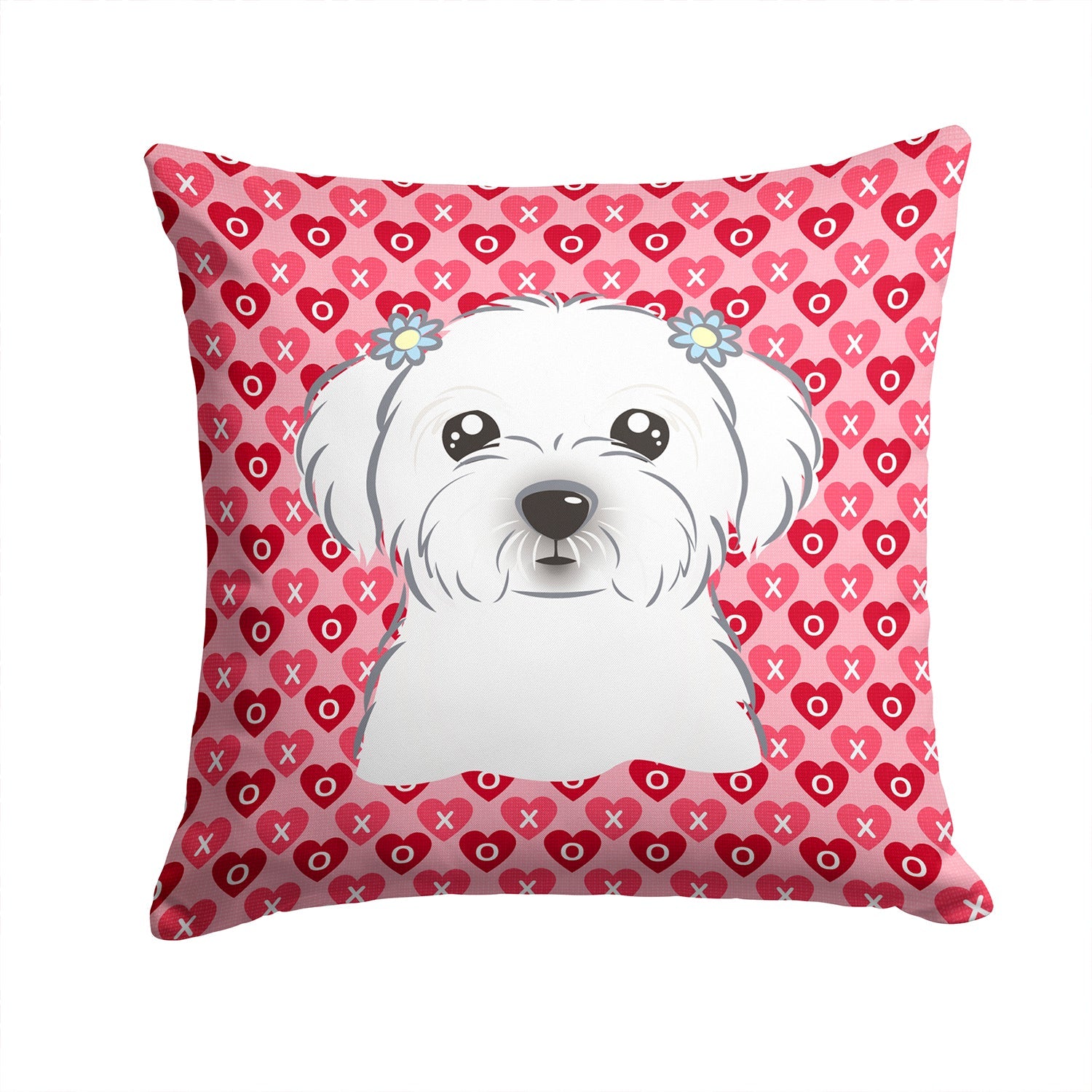 Maltese Decorative Throw Pillow 14x14 Indoor Outdoor Accent Cushion, Fabric Cover with Insert for Sofa, Bed, Porch & Living Room