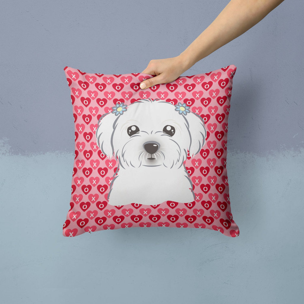 Maltese Decorative Throw Pillow 14x14 Indoor Outdoor Accent Cushion, Fabric Cover with Insert for Sofa, Bed, Porch & Living Room