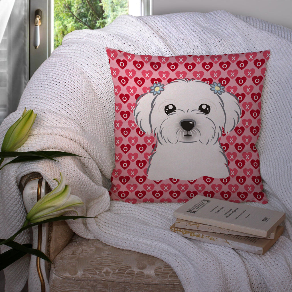 Maltese Decorative Throw Pillow 14x14 Indoor Outdoor Accent Cushion, Fabric Cover with Insert for Sofa, Bed, Porch & Living Room
