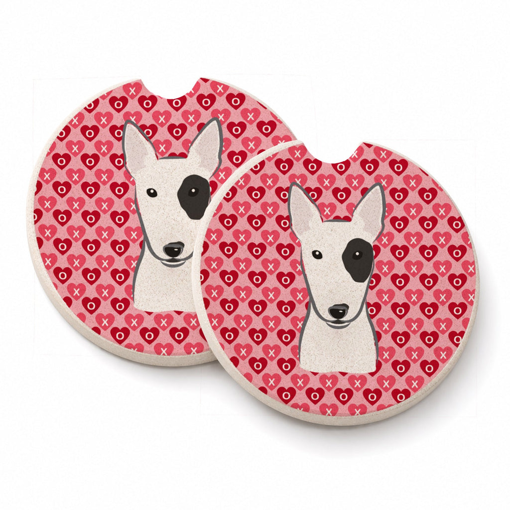 Bull Terrier Set of 2 Cup Holder Car Coasters Absorbent Round Sandstone Coasters Gifts for Men or Women, 2.5, Multicolor