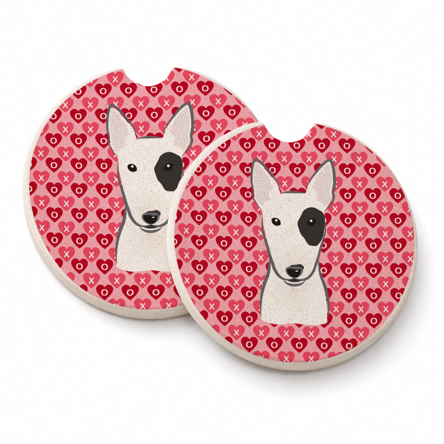 Bull Terrier Set of 2 Cup Holder Car Coasters Absorbent Round Sandstone Coasters Gifts for Men or Women, 2.5, Multicolor