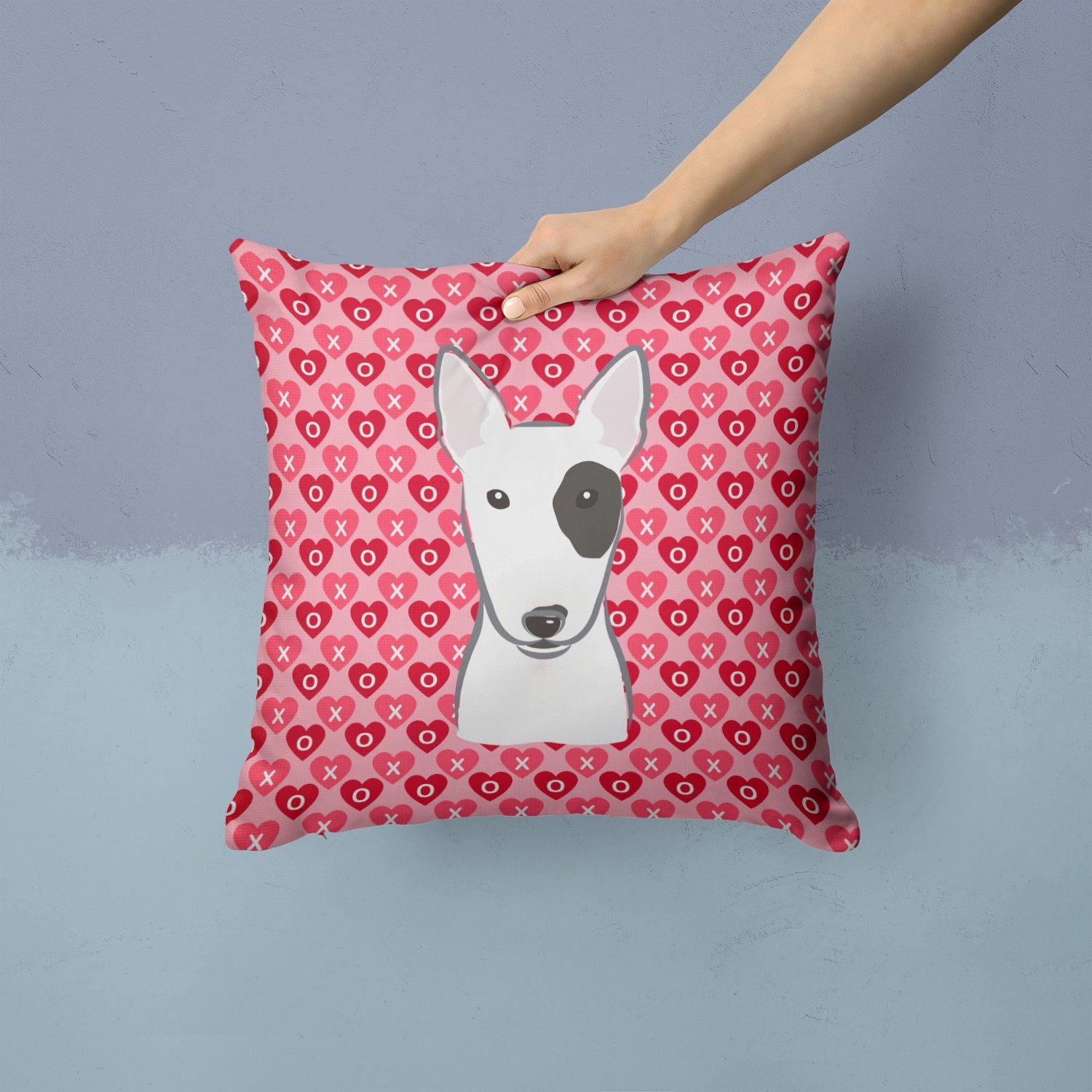 Bull Terrier Decorative Throw Pillow 14x14 Indoor Outdoor Accent Cushion, Fabric Cover with Insert for Sofa, Bed, Porch & Living Room