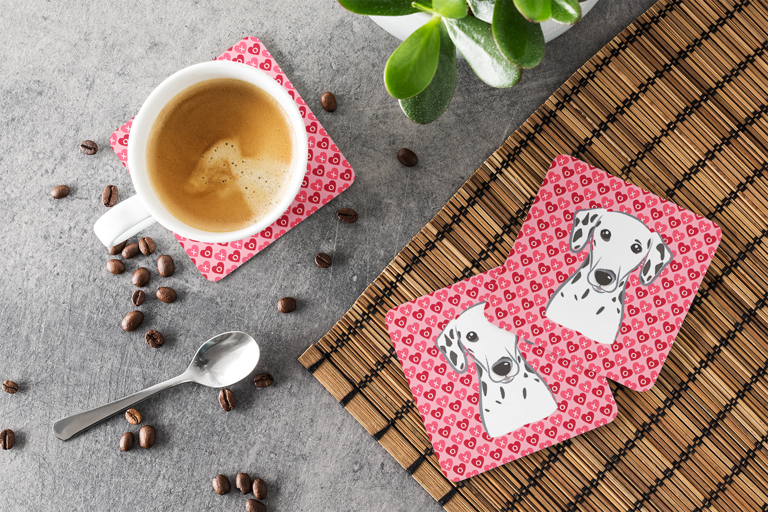 Dalmatian Foam Coasters Set of 4 Cup Coasters for Indoor Outdoor, Tabletop Protection, Anti Slip, Mouse pad Material